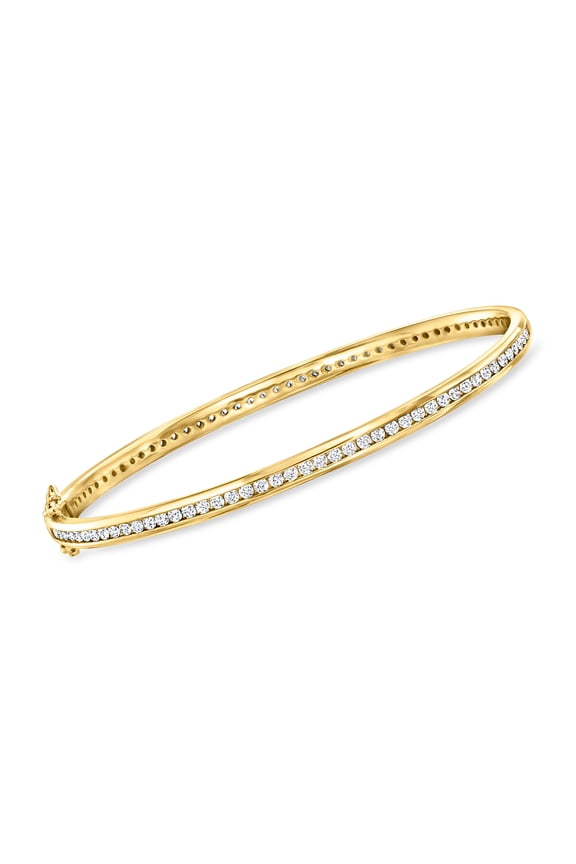 1.70 ct. t.w. CZ Eternity Bangle Bracelet in 18kt Gold Over Sterling, Women's, Adult