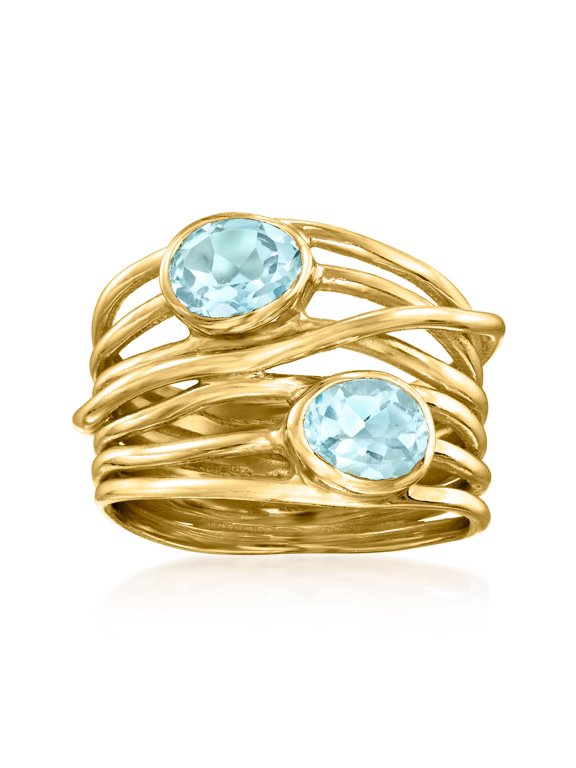 1.70 ct. t.w. Sky Blue Topaz Highway Ring in 18kt Gold Over Sterling, Women's, Adult