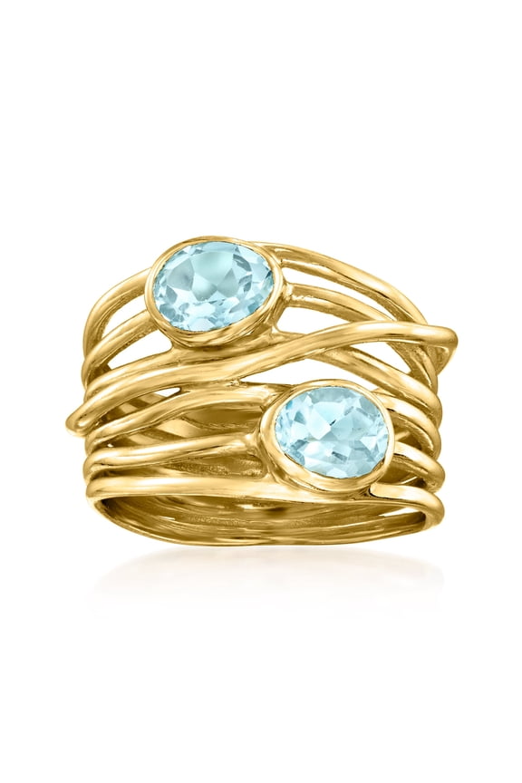 1.70 ct. t.w. Sky Blue Topaz Highway Ring in 18kt Gold Over Sterling, Women's, Adult