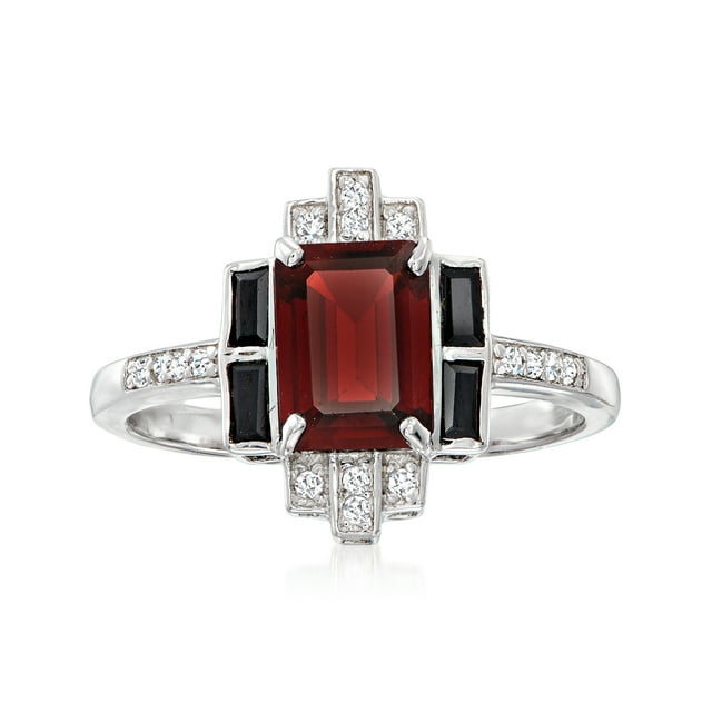 Ross-Simons 1.80 Carat Garnet and .30 ct. t.w. Multi-Gem Ring in Sterling Silver, Women's, Adult