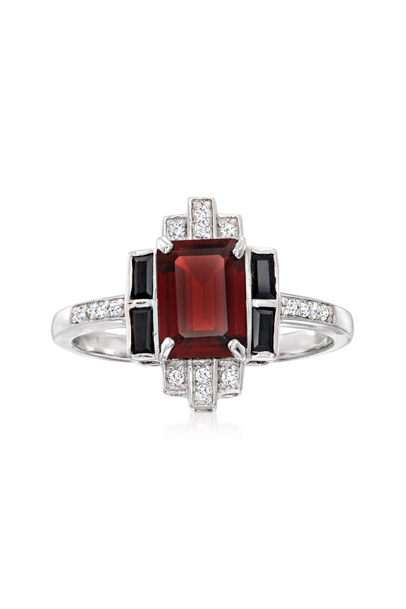 1.80 Carat Garnet and .30 ct. t.w. Multi-Gem Ring in Sterling Silver, Women's, Adult