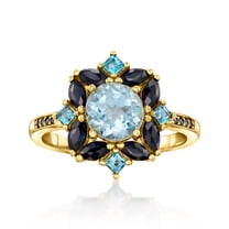 Ross-Simons 1.80 Carat Sky Blue Topaz, 2.40 ct. t.w. Sapphire and .80 ct. t.w. London Blue Topaz Ring in 18kt Gold Over Sterling, Women's, Adult