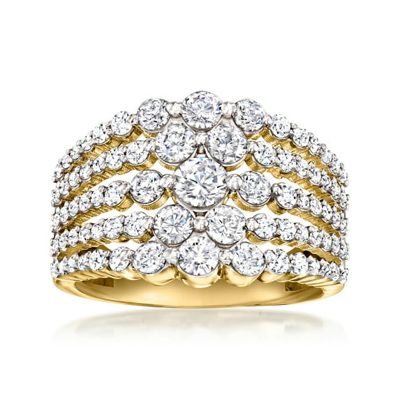 Ross-Simons 1.80 ct. t.w. CZ Multi-Row Ring in 18kt Gold Over Sterling, Women's, Adult