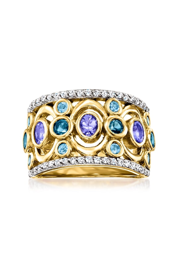 1.80 ct. t.w. Multi-Gemstone Ring in 18kt Gold Over Sterling, Women's, Adult