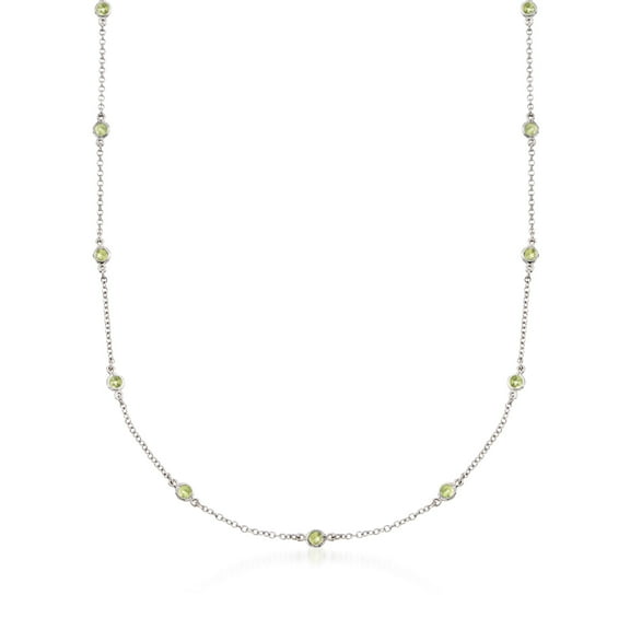 Ross-Simons 1.80 ct. t.w. Peridot Station Necklace in Sterling Silver, Women's, Adult