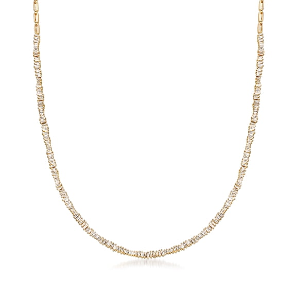 Ross-Simons 1.90 ct. t.w. Diamond Tapered Baguette Necklace in 14kt Yellow Gold, Women's, Adult