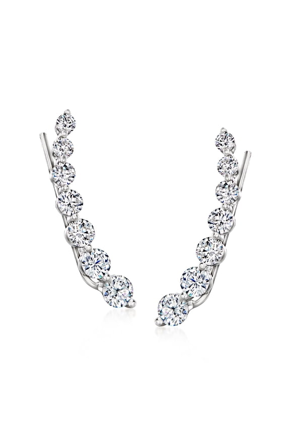 1.90 ct. t.w. Graduated CZ Ear Crawlers in Sterling Silver, Women's, Adult