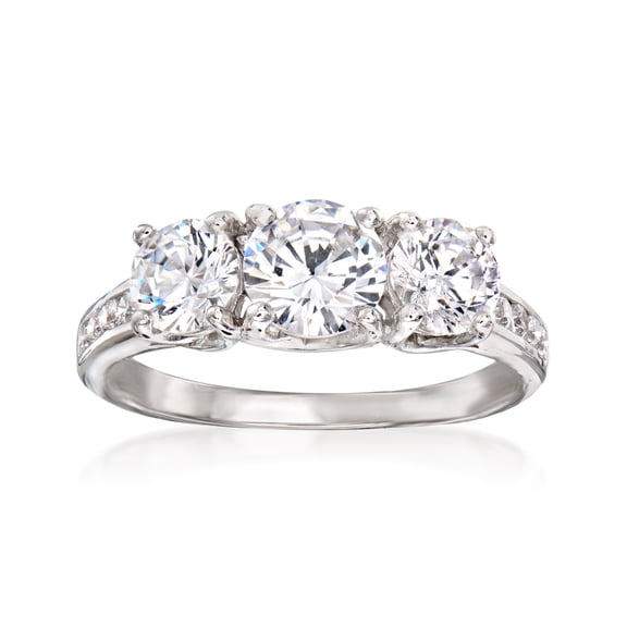 Ross-Simons 1.92 ct. t.w. CZ 3-Stone Ring in Sterling Silver, Women's, Adult