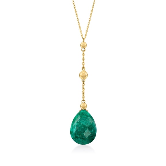 Ross-Simons 7.00 Carat Emerald Y-Necklace in 14kt Yellow Gold, Women's, Adult