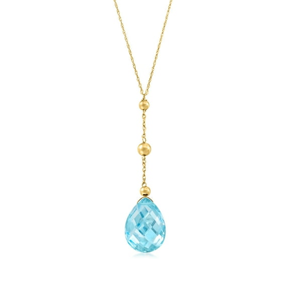 Ross-Simons 8.00 Carat Sky Blue Topaz Y-Necklace in 14kt Yellow Gold, Women's, Adult