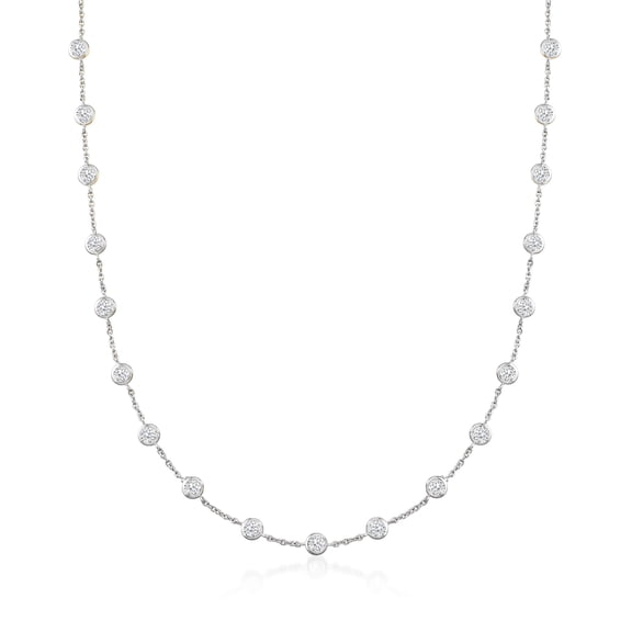 Ross-Simons 10.00 ct. t.w. Bezel-Set CZ Station Necklace in Sterling Silver, Women's, Adult
