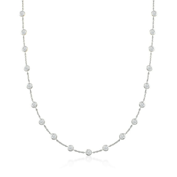 Ross-Simons 10.00 ct. t.w. Bezel-Set CZ Station Necklace in Sterling Silver, Women's, Adult