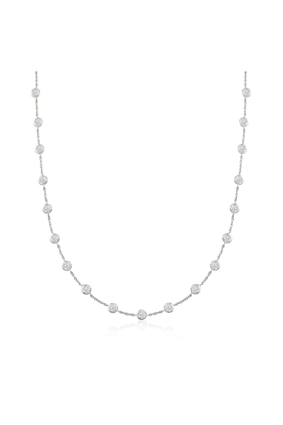 10.00 ct. t.w. Bezel-Set CZ Station Necklace in Sterling Silver, Women's, Adult