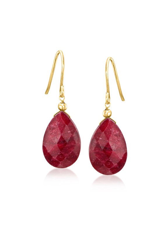 Ross-Simons 10.00 ct. t.w. Ruby Drop Earrings in 10kt Yellow Gold, Women's, Adult