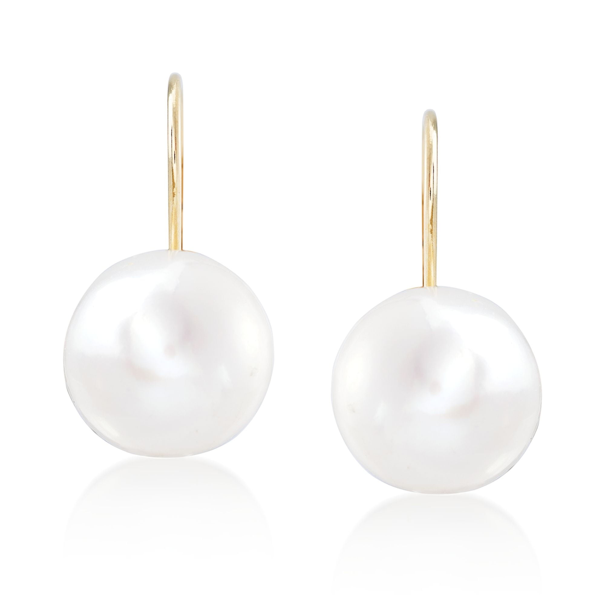 ROSS-SIMONS 10-11mm Cultured Button Pearl Drop Earrings in 14kt Yellow Gold, Women's, Adult