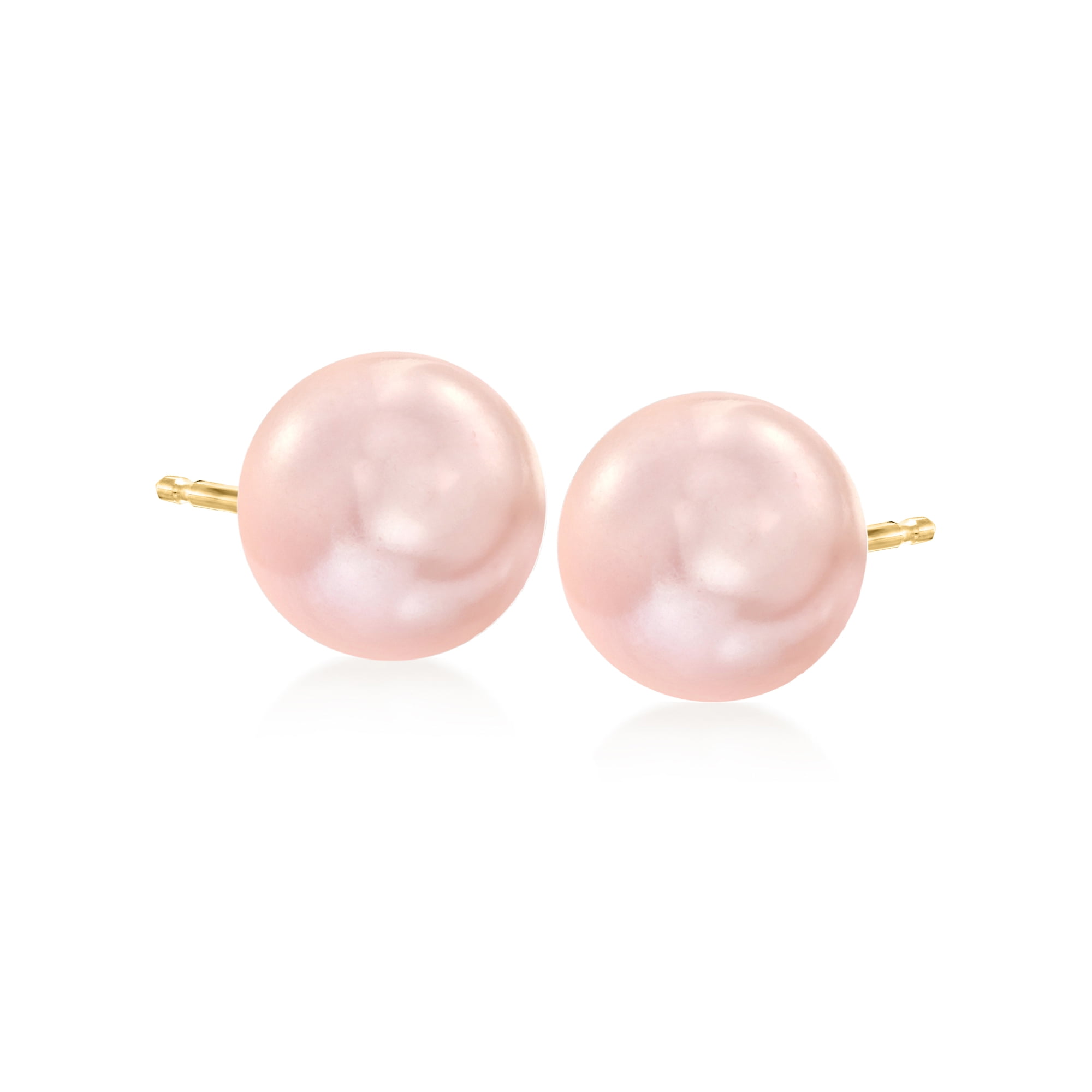 Ross-Simons 10-11mm Pink Cultured Pearl Stud Earrings in 14kt Yellow Gold, Women's, Adult