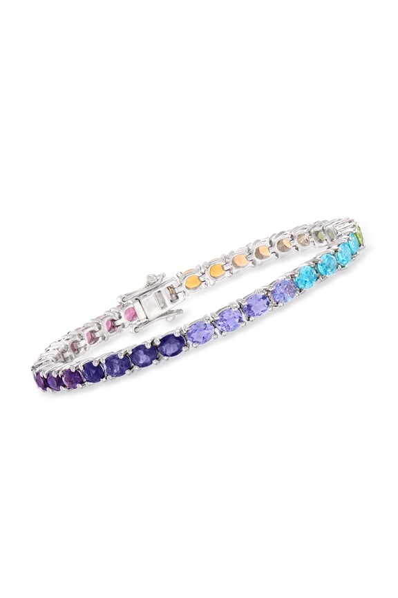 10.50 ct. t.w. Multi-Stone and Fire Opal Tennis Bracelet in Sterling Silver, Women's, Adult