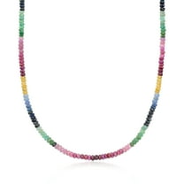 Ross-Simons 100.00 ct. t.w. Multicolored Sapphire Bead Necklace in Sterling Silver, Women's, Adult