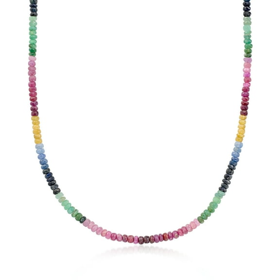 Ross-Simons 100.00 ct. t.w. Multicolored Sapphire Bead Necklace in Sterling Silver, Women's, Adult