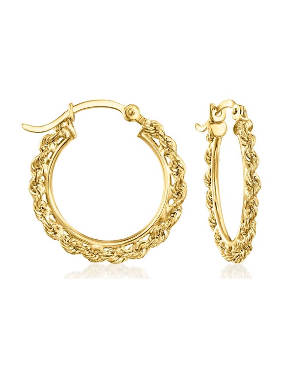 Ross-Simons 10kt Yellow Gold Rope-Chain Hoop Earrings, Women's, Adult