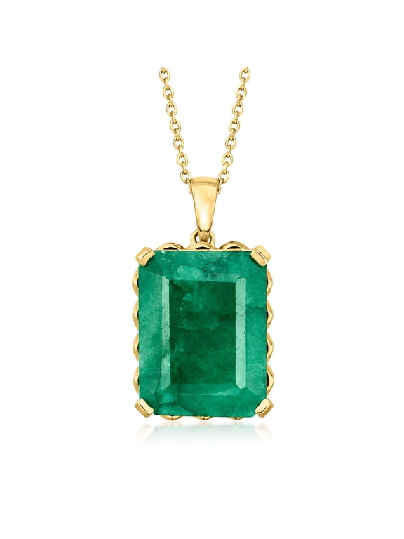 11.00 Carat Emerald Pendant Necklace in 18kt Gold Over Sterling, Women's, Adult