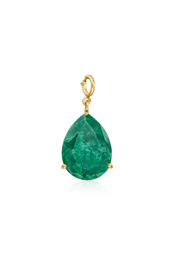 11.00 Carat Pear-Shaped Emerald Charm in 18kt Gold Over Sterling, Women's, Adult