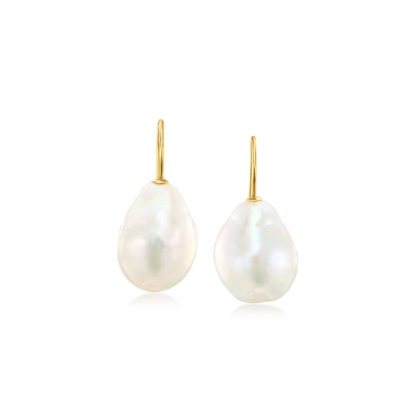 Ross-Simons 11-12mm Cultured Baroque Pearl Drop Earrings in 14kt Yellow Gold, Women's, Adult