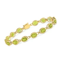 Ross-Simons 12.00 ct. t.w. Oval Bezel-Set Peridot Bracelet in 14kt Yellow Gold, Women's, Adult