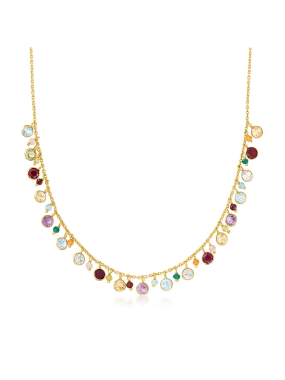 12.10 ct. t.w. Multi-Gemstone Necklace in 18kt Gold Over Sterling, Women's, Adult