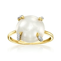 Ross-Simons 12-12.5mm Cultured Mabe Pearl and .10 ct. t.w. Diamond Ring in 14kt Yellow Gold, Women's, Adult