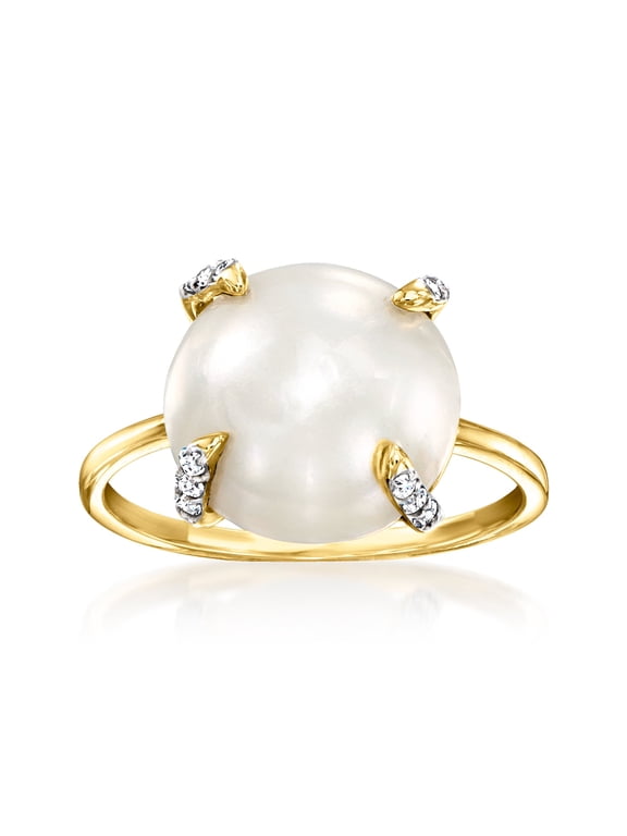 12-12.5mm Cultured Mabe Pearl and .10 ct. t.w. Diamond Ring in 14kt Yellow Gold, Women's, Adult