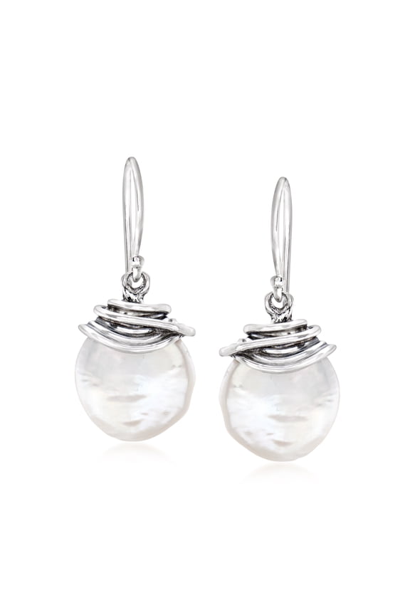12-13mm Cultured Baroque Pearl Drop Earrings in Sterling Silver, Women's, Adult