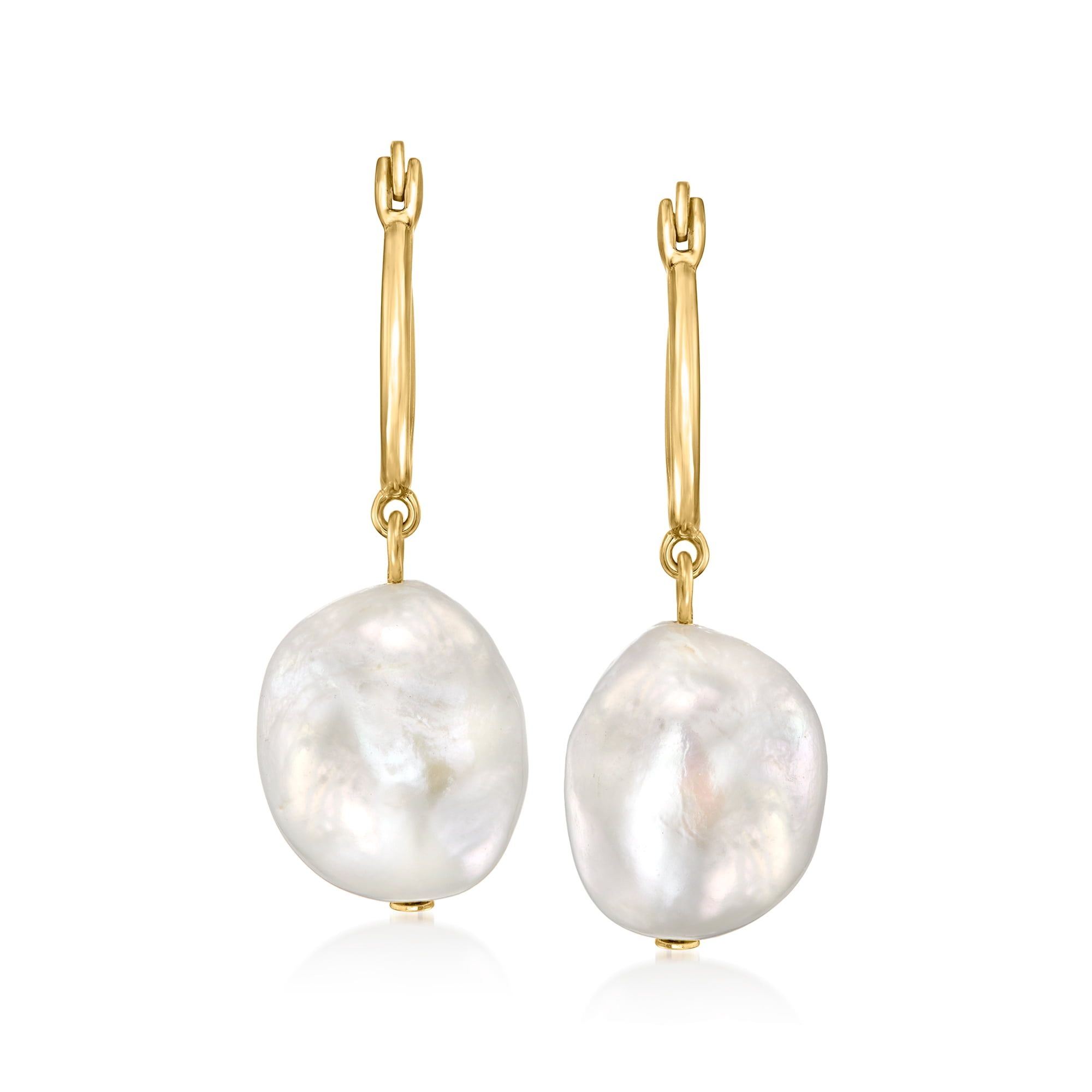 Ross-Simons Cultured Coin Pearl Drop Earrings - 12-13mm Baroque Pearls In Sterling Silver