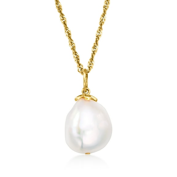 Ross-Simons 12-14mm Cultured Baroque Pearl Pendant Necklace in 18kt Gold Over Sterling, Women's, Adult