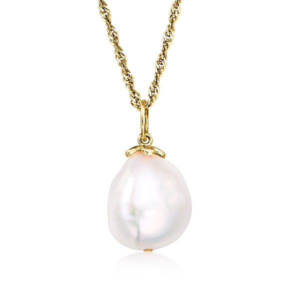 Ross-Simons 12-14mm Cultured Baroque Pearl Pendant Necklace in 18kt Gold Over Sterling, Women's, Adult