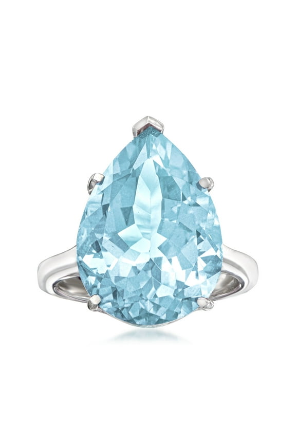 13.00 Carat Sky Blue Topaz Ring in Sterling Silver, Women's, Adult