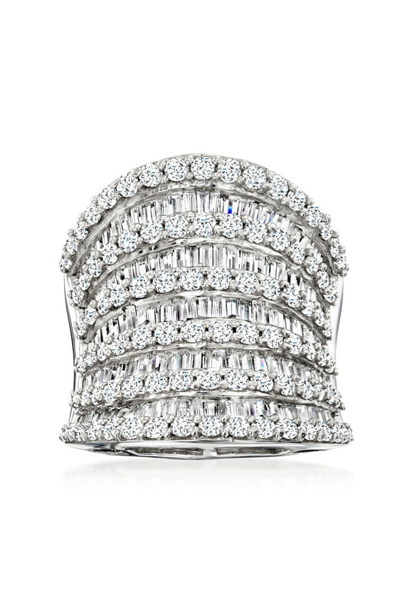 13.10 ct. t.w. CZ Multi-Row Ring in Sterling Silver, Women's, Adult