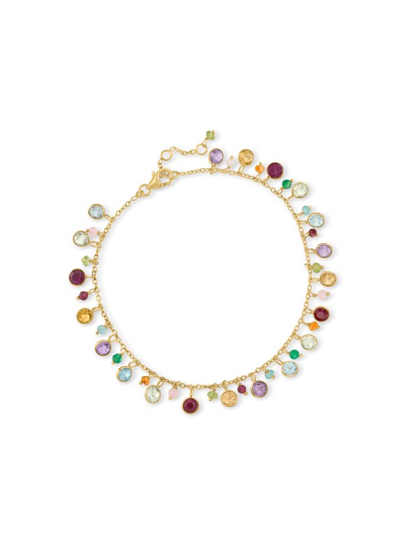 13.50 ct. t.w. Multi-Gemstone Anklet in 18kt Gold Over Sterling, Women's, Adult