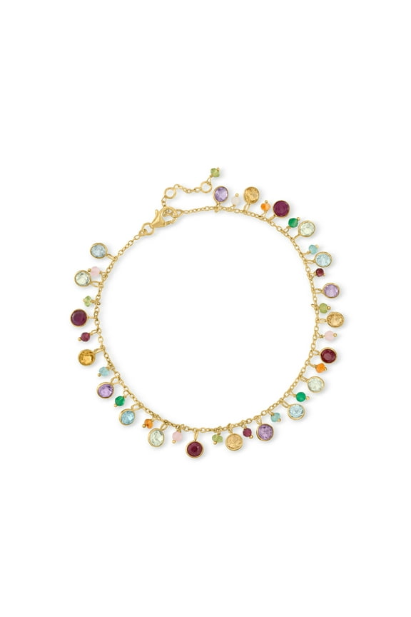 13.50 ct. t.w. Multi-Gemstone Anklet in 18kt Gold Over Sterling, Women's, Adult