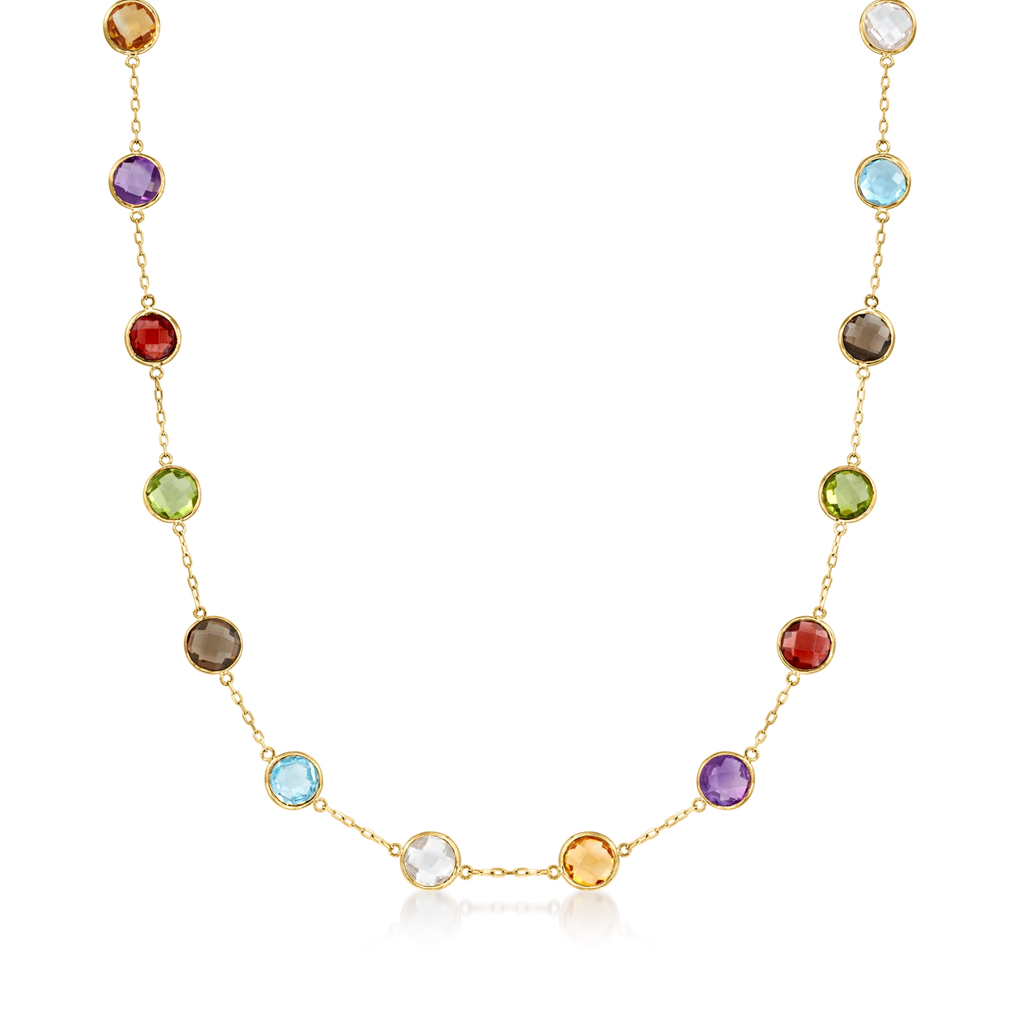 18K Yellow Gold Green Tourmaline Single-Strand Necklace