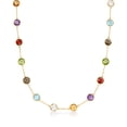 thumbnail image 1 of Ross-Simons 13.80 ct. t.w. Bezel-Set Multi-Gemstone Station Necklace in 14kt Yellow Gold, Women's, Adult, 1 of 5
