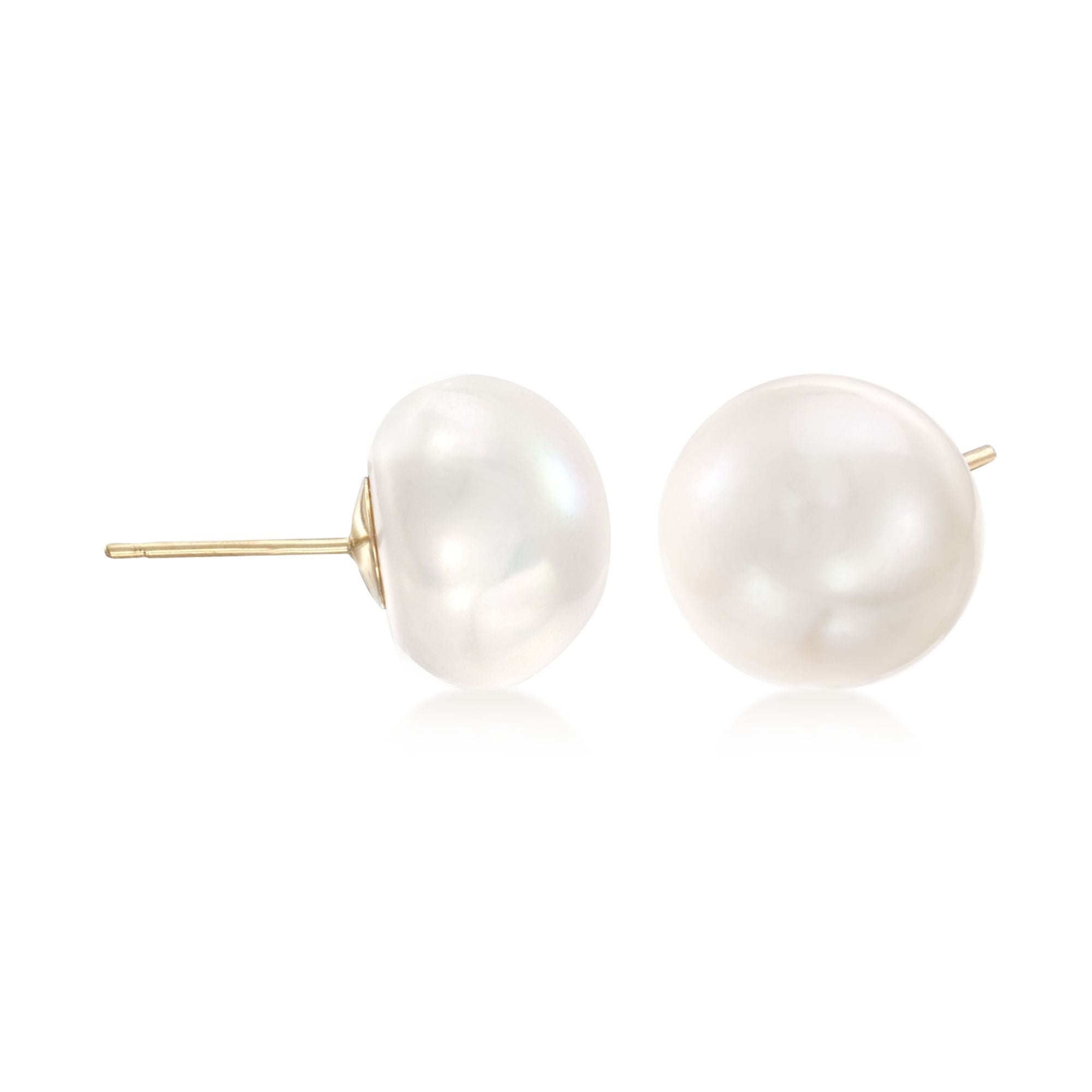 ROSS-SIMONS 14-15mm Cultured Pearl Stud Earrings in 14kt Yellow Gold, Women's, Adult