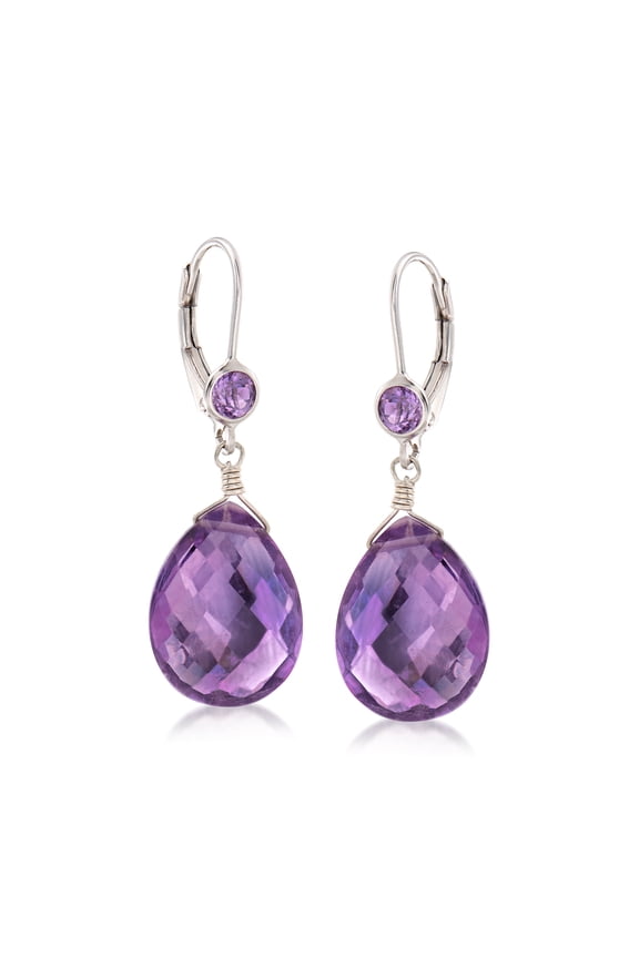 14.80 ct. t.w. Amethyst Drop Earrings in Sterling Silver, Women's, Adult
