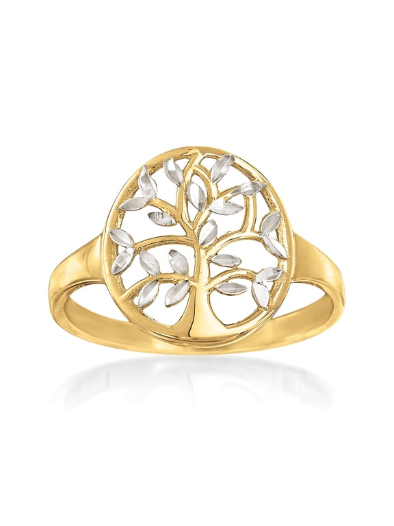 14kt 2-Tone Gold Cut-Out Tree Of Life Ring, Women's, Adult