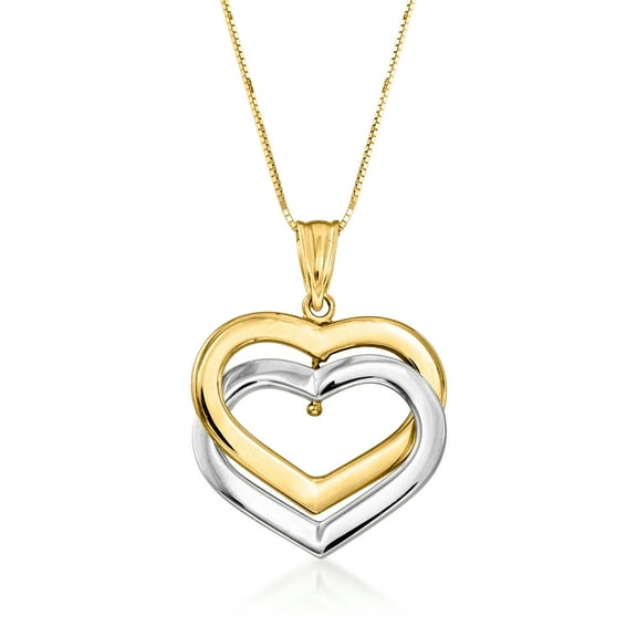 Ross-Simons 14kt 2-Tone Gold Interlocking Hearts Pendant Necklace, Women's, Adult