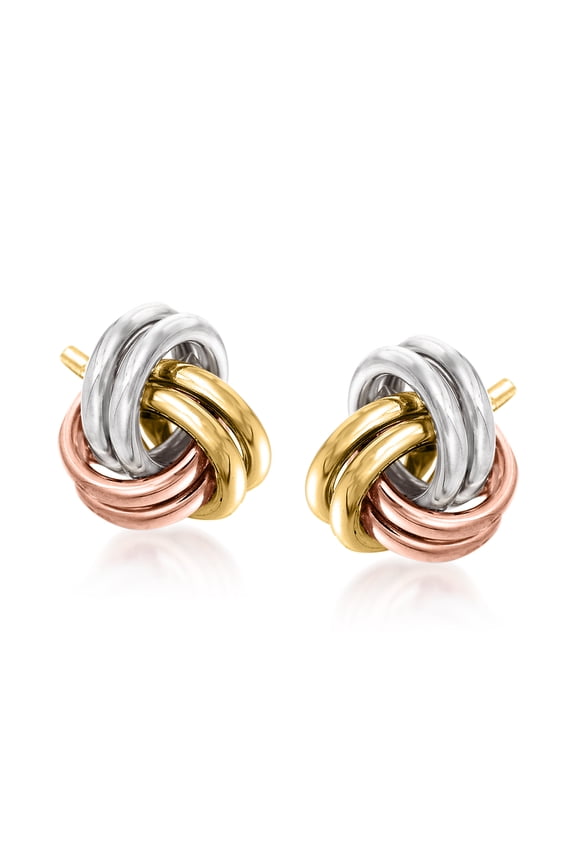 14kt Tri-Colored Gold Love Knot Earrings, Women's, Adult