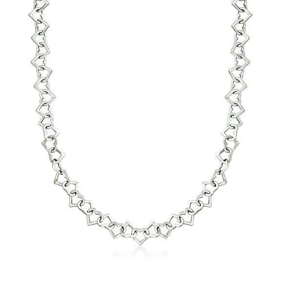 Ross-Simons 14kt White Gold Heart-Link Necklace, Women's, Adult