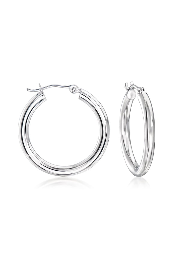 14kt White Gold Hoop Earrings, Women's, Adult