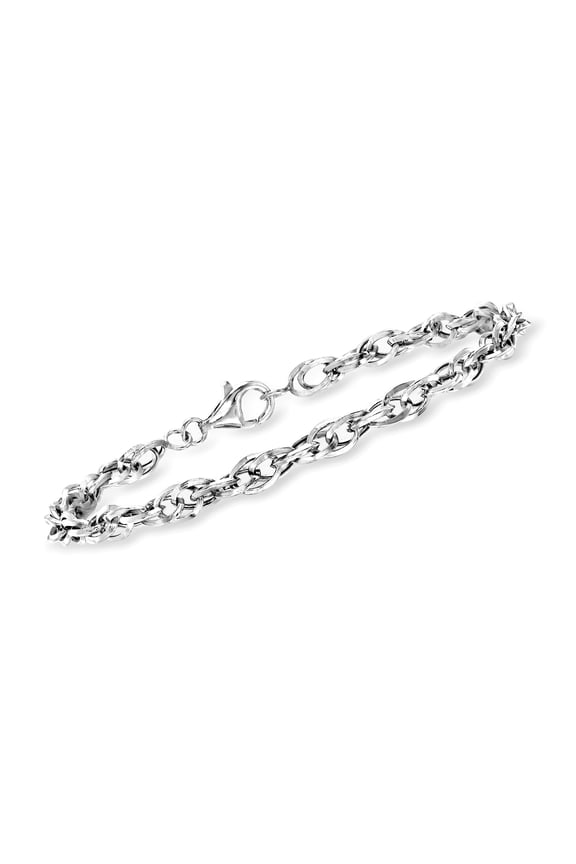 14kt White Gold Interlocking Double-Oval Link Bracelet, Women's, Adult