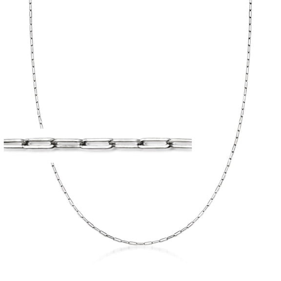 Ross-Simons 14kt White Gold Paper Clip Link Necklace, Women's, Adult